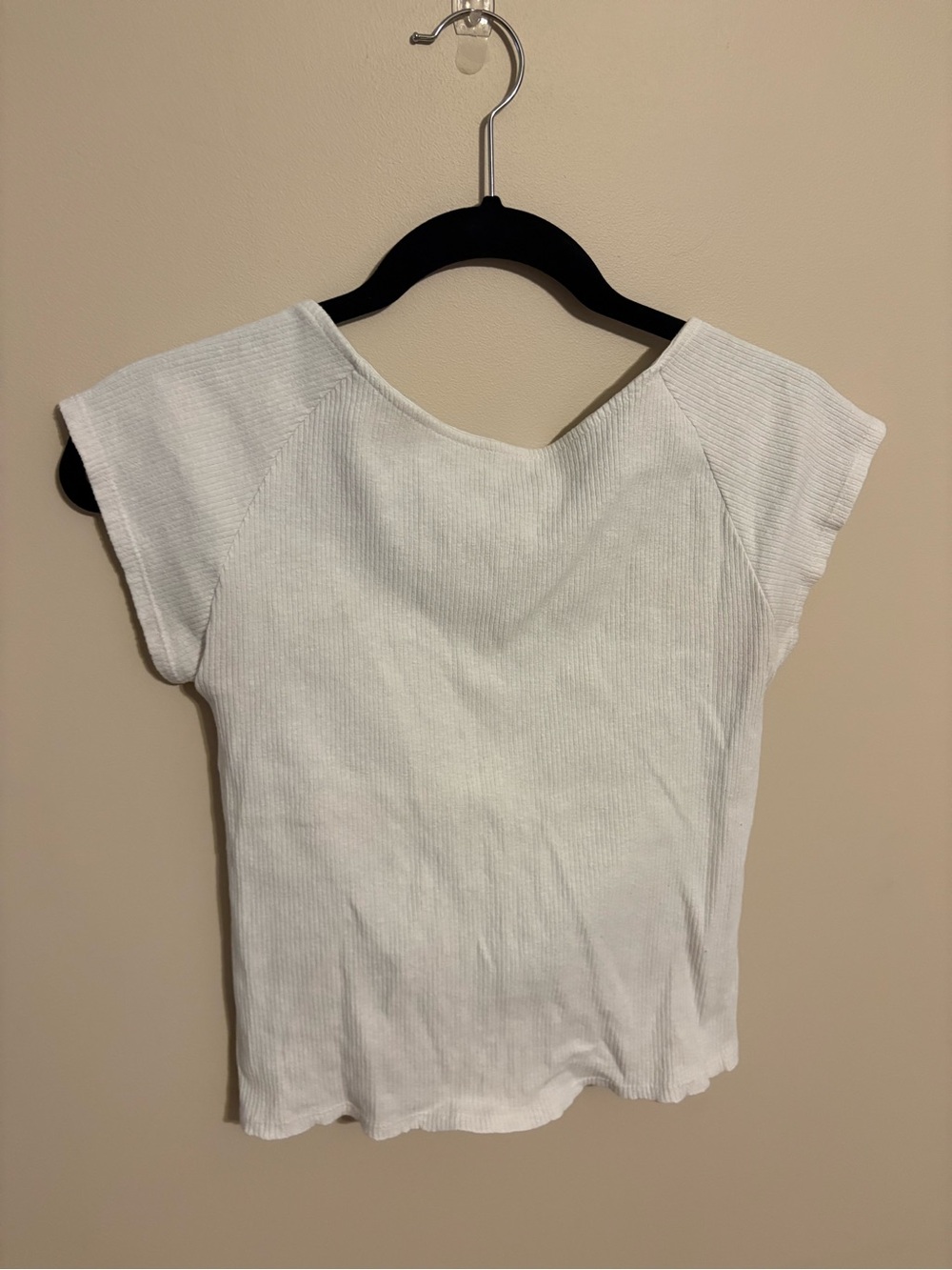 Aerie White Ribbed Open Back Tshirt